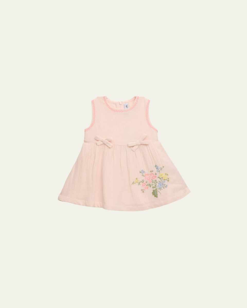 Girl's Floral Embroidered A-Line Dress, Size 9M-2